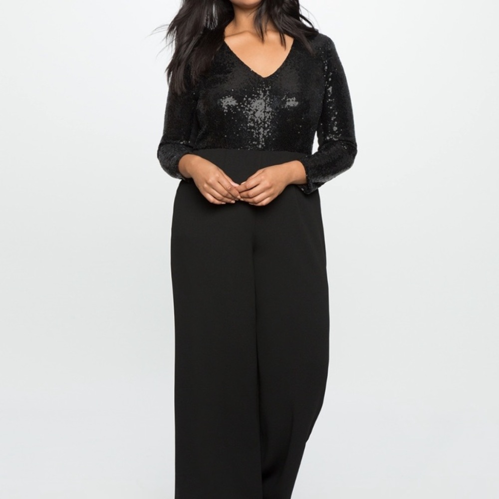 Eloquii jumpsuit black sequin